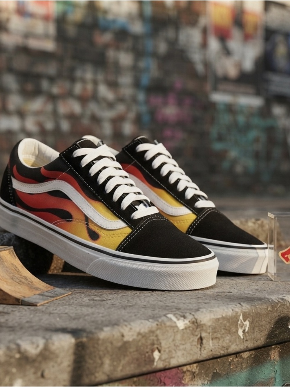 VANS Old Skool Flame Sneakers Womens Size 8 Men’s Size 6.5 Skater Shoes Black